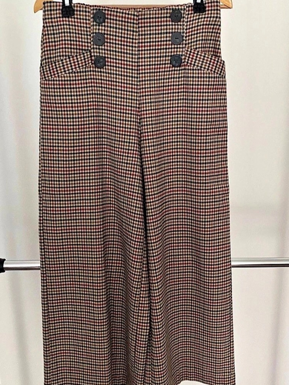 Zara TRF Collection wide-leg plaid pants Plaid Wide Leg Pants